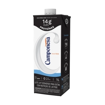 Leite UHT Zero Lactose Desnatado Proteína Camponesa 1l