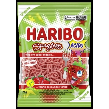 Bala Haribo Gel Spaghetti Morango 75g
