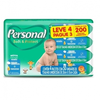 Toalha Umedecida Personal Baby Soft & Protect Promopack Com 04 und