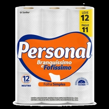 Papel Higiênico Personal Folha Simples Neutro 30m Lv12Pg11