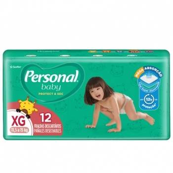 Fralda Personal Baby Protect & Sec Abre & Fecha Jumbinho XG Com 12 und