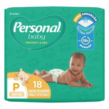Fralda Personal Baby Protect & Sec Abre & Fecha Jumbinho P Com 18 und