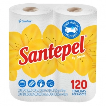 Papel Toalha Santepel Multiuso Folha Dupla Com 02 Rolos 120Fls