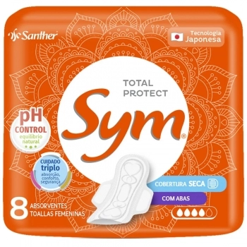 Absorvente Sym Regular Cobertura Seca Com Abas 08 und