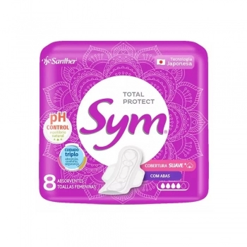 Absorvente Sym Regular Cobertura Suave Com Abas 08 und
