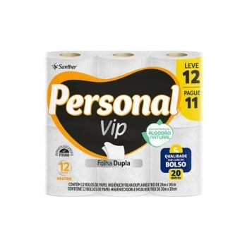 Papel Higiênico Personal Vip Folha Dupla Neutro 20m Lv12Pg11