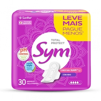 Absorvente Sym Regular Cobertura Suave Com Abas 30 und