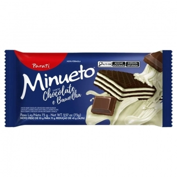 Biscoito Wafer Minueto Chocolate e Baunilha Parati 73g